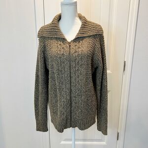 St. John's Bay Women's Knit Sweater Chunky Zip Front Long Sleeves Brown Size XL